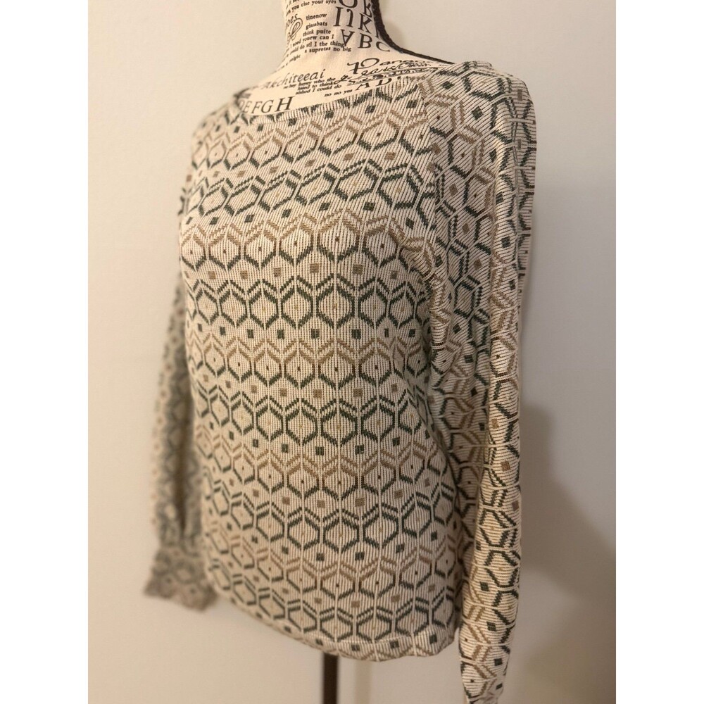 Bobeau Geometric Pattern Sweater Small crew neck